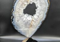 Brazilian Geode slab on Black Jade mounted on Black Granite (Sculpture)