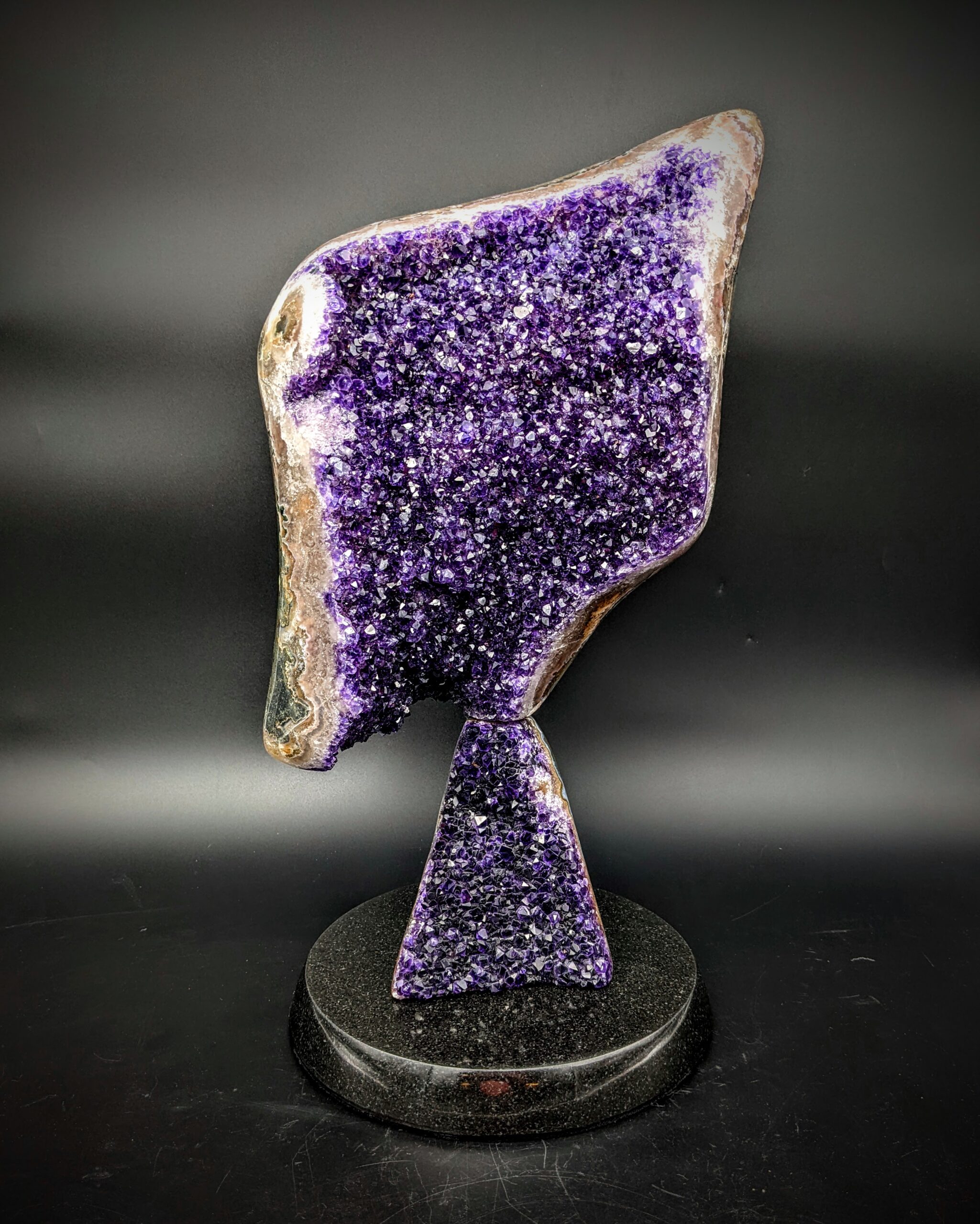 Gem quality Uruguayan Amethyst sculpture created by Stone Art Studios.