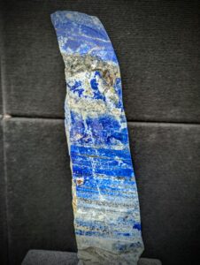 close up angle of polished Lapis Lazuli sculpture created by Dusty Atkinson of Stone Art Studios